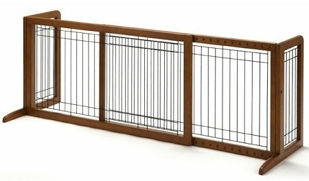 Large Bay Isle Freestanding Pet Gate  Tall Decorative Wood Dog Barrier