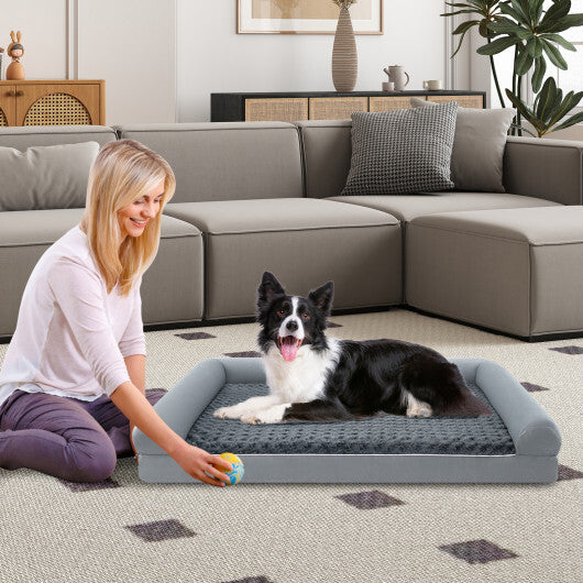 XL Orthopedic Foam Dog Bed  Large Dog Sofa Couch with Removable Washable Cover (Gray)