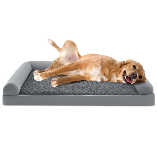 XL Orthopedic Foam Dog Bed  Large Dog Sofa Couch with Removable Washable Cover (Gray)