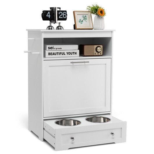 Pet Feeder Station with Stainless Steel Bowl-Coffee