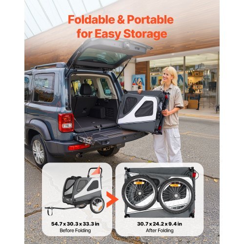 2-in-1 Dog Bike Trailer & Pet Stroller  Supports Up to 100 lbs | Foldable Frame, Universal Hitch, Safety Leash