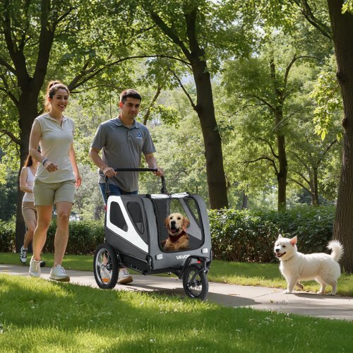 2-in-1 Dog Bike Trailer & Pet Stroller  Supports Up to 100 lbs | Foldable Frame, Universal Hitch, Safety Leash