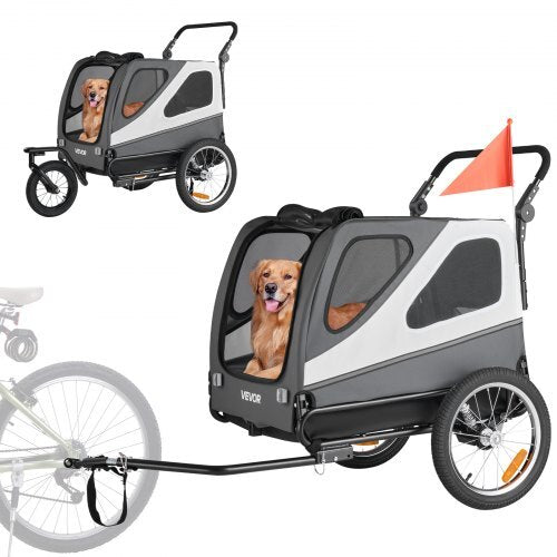 2-in-1 Dog Bike Trailer & Pet Stroller  Supports Up to 100 lbs | Foldable Frame, Universal Hitch, Safety Leash
